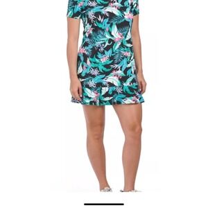 Tommy Bahama Golf Tennis Beach Dress Black Floral L NWOT Pickle ball Vacation‎